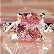 Pink &amp; White Gemstone Fashion Wedding Jewelry Gift Women Silver Ring Size 6 7 8 (6)
