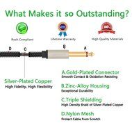 Ugreen Gold Plated 3.5mm 1/8" TRS to 6.35mm 1/4" TS Mono Y-Cable Splitter Cord for iPhone, iPod, Computer Sound... N4