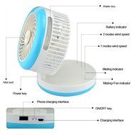 Humidifier Fan, Wooboo Portable Mini USB Table Fan with 2000mAh battery and Humidifier, for Traveling, Fishing...