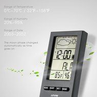 Indoor Humidity Monitor, Levin Hygrometer with Temperature, Digital Alarm Clock, Weatherprophet and Digital Calendar... N2