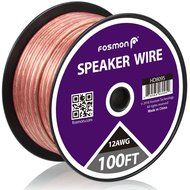 Fosmon [12 Gauge | 50ft] AWG Copper-Clad Aluminum (CCA) Speaker Wire with Red Polarity Mark N18