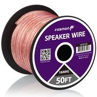 Fosmon [12 Gauge | 50ft] AWG Copper-Clad Aluminum (CCA) Speaker Wire with Red Polarity Mark N21
