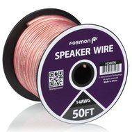 Fosmon [12 Gauge | 50ft] AWG Copper-Clad Aluminum (CCA) Speaker Wire with Red Polarity Mark N22