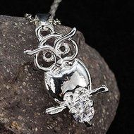 New Women Silver Owl Pendant Necklace Chain Jewelry Gift
