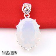 Special Price Rainbow Moonstone Gemstone Silver Necklace Pendants Jewlery Gift