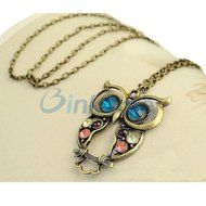 Lovely Women Lady Vintage Rhinestone Owl Pendant Long Chain Necklace Jewelry New