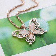 Fashion Cute Butterfly Pendant Necklace Stainless steel Women's Chain Jewelry