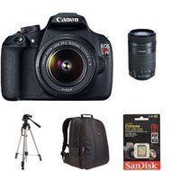 Canon EOS Rebel T5 Digital SLR Bundle with 18-55mm and 55-250mm STM Lens + Free Accessories