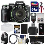 Pentax K-70 All Weather Wi-Fi Digital Camera &amp; 18-135mm WR Lens (Black) with 64GB Card + Backpack + Flash + Battery... N2