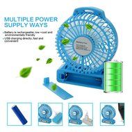 Topwell 4.3-Inch Mini USB 3 Speeds Rechargeable Portable Table Fan Electric Personal Fans 18650 Desktop Fan Hand... N5