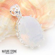 Special Price Rainbow Moonstone Gemstone Silver Necklace Pendants Jewlery Gift N2