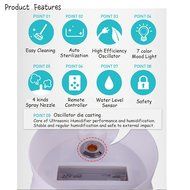 Atocare EP UH-101 Ultrasonic LED Humidifier Self Sterilization Mood Light 1.4L