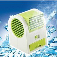 Office Portable Mini Fan Cooling Desktop Dual Bladeless USB Air Conditioner Green