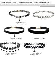 CrazyPiercing 6 Pcs Set Choker Necklaces for Women Girls Black Velvet Tattoo Choker Collar Lace Gothic Vintage...