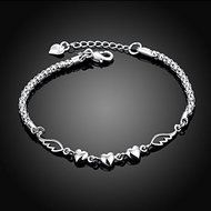 Fashion 925 Sterling Silver Women Charm Love Heart Beads Bracelet Bangle Jewelry N2