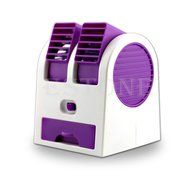 Mini Small Fan Cooling Portable Desktop Dual Bladeless Air Conditioner USB (Purple)
