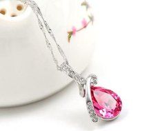 Charm New Girl's Women's Rhinestone Chain Crystal Necklace Pendant W87 (blue)