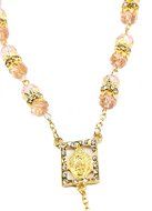 Light Pink Crystal Zircon Gold Color Beads Car Rearview Mirror Rosary Jerusalem