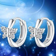 Fashion Women's Crystal 925 Sterling Silver Ear Stud Hoop Earrings Jewelry New