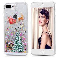 Badalink iPhone 7 Plus Case (5.5") Christmas Tree Liquid Case Clear Hard PC Case Bling Shiny Glitter Liquid Flowing... N6
