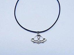 Bill forever Flying saucer necklace necklace pendant, leather chain silver pendant