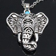Womens Fashion vintage Silver Elephant pendant chain choker charm Necklace