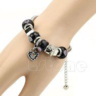 Lampwork Flower Handmade Metal Murano Glass Beads Fit European Charm Bracelet N2