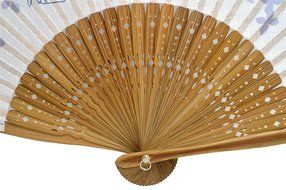 TANG DYNASTY(TM) White Japanese Signature Cotton Cherry Hand Fan Handheld Fan Jhf-167