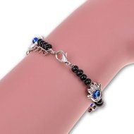Fashion Punk Hamsa Fatima Hand Evil Eye Beaded Charm Tibetan Silver Bracelet W8 N2