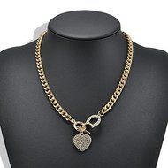 Fashion Women Crystal Heart Charm Pendant Choker Statement Bib Chain Necklace