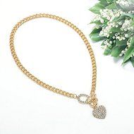 Fashion Women Crystal Heart Charm Pendant Choker Statement Bib Chain Necklace N2