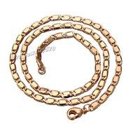 Real 24K Yellow Gold Filled Solid Cuban Curb Chain Mens Necklace 19.6 Inch 3mm N2