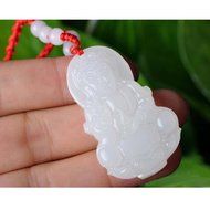 Chinese Culture /White Jade / Lucky God White Rune Carving Pendant (set4) N4