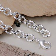 New Women 925 Silver Sterling Plated Charm Cute Chain Link Gift Bracelets Bangle N2