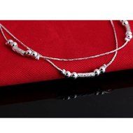 New Charm Silver Bead Smooth Tube Chain Bracelet Bangle Party Wedding Jewelry