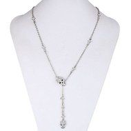 Skull Rhinestone Crystal Chain Necklace Pendant Vintage Silver Halloween Gift