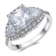Womens Big Square Heart Zircon Ring 18K Gold Plated Bague Sanwood Jewelry Us 6-8 (7)