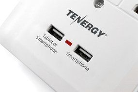 Tenergy 3 AC Outlet Wall Mount 1200 Joules Surge Protector w/ 2.4A Dual USB Charging Port &amp; Retractable Phone... N8