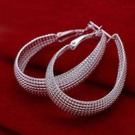 Women Fashion 925 Sterling Silver Plated Hoop Mesh Dangle Earring Studs Jewelry