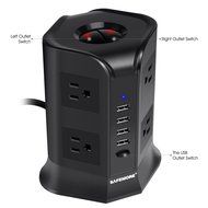 Safemore Power Strip Surge Protector Smart 8-Outlet with 4-USB Ports Socket Black N5