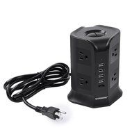 Safemore Power Strip Surge Protector Smart 8-Outlet with 4-USB Ports Socket Black N6