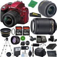 Nikon D3300 International Version - No Warranty, 18-55mm f/3.5-5.6 VR, Nikon 55-200mm f4-5.6G VR, 2pcs 16GB ZeeTech...