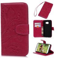 Galaxy S6 Case,Samsung Galaxy S6 Case - Wallet Flip Stand Case Embossed Plants PU Leather Case Shockproof Soft...
