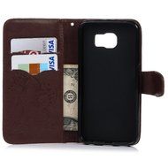Galaxy S6 Case,Samsung Galaxy S6 Case - Wallet Flip Stand Case Embossed Plants PU Leather Case Shockproof Soft... N7