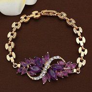 14kt Gold Filled Women Amethyst Diamonique Chain Bangle Fashion Crystal Bracelet