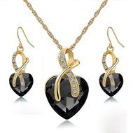 Jewelry Sets- Morenitor[TM] Gold Plated Austrian Crystal Heart Shape Necklace Earrings Set.