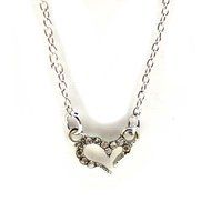 1pc New Girl's Opening Heart Crystal Shape Pendant Short Neck Chain Party Decor
