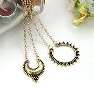 Fashion Vintage Women Crescent Jewelry Bib Moon Pendant Statement Chain Necklace N2