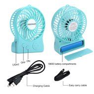 Portable Mini USB Fan GEEDIAR 3 Speed Control Rechargeable Table Desk Fan with LED light White N4