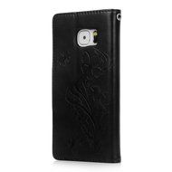(Not for S7) S7 Edge Case,Galaxy S7 Edge Case - Badalink Embossed Butterflies Wallet Flip Cover with Bling Diamonds... N4